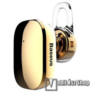 BASEUS Encok A02 bluetooth headset - v.4.1, fülbe dugható, USB töltő - ARANY - GYÁRI kép