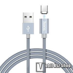 HOCO U40A adatátviteli kábel / USB töltő - mágneses, USB 3.1 Type C, 1m, 2A, szövettel bevont, adatátviteli funkció is! - SZÜRKE kép