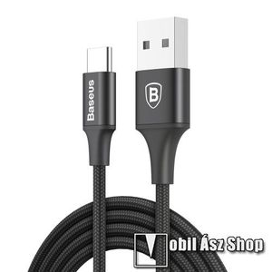 BASEUS adatátviteli kábel / USB töltő - USB 3.1 Type C, 2A, 2m, VILÁGÍT! - FEKETE - GYÁRI kép