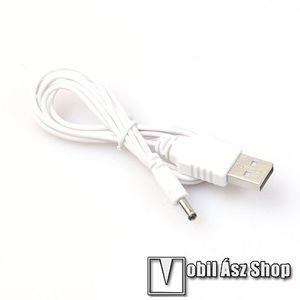 USB töltő kábel - DC 3.5 x 1.35mm Male / USB Type-A Male, 1m hosszú - FEHÉR kép