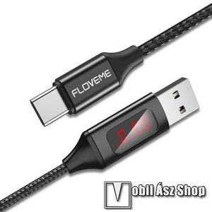 FLOVEME adatátviteli kábel / USB töltő - USB 3.1 Type C, 1m, 2.4A, törésgátló kialakítás, LED kijelző, adatátviteli funkció is! - FEKETE - GYÁRI kép