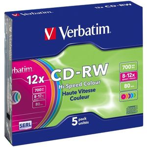 Verbatim CD-RW 8x COLOURS 5 db SLIM dobozban kép