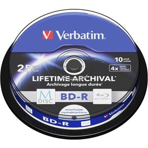 VERBATIM M-DISC BD-R SL 25GB 4x INKJET PRINTABLE spindle 10db/cs kép