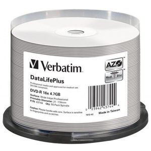 VERBATIM DVD-R DataLifePlus 4.7GB, 16x, printable, spindle 50 db kép