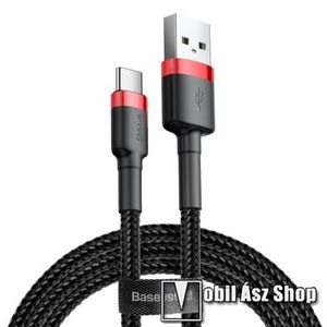 BASEUS Kevlar Series 3A adatátviteli kábel, USB töltő - Type-C / USB, 1m, szövettel bevont, 5V/3A és 9V/2A gyorstöltés támogatás - FEKETE / PIROS - GYÁRI kép