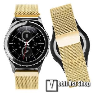 Okosóra milánói szíj - rozsdamentes acél, mágneses - ARANY - 205mm hosszú, 20mm széles - SAMSUNG Galaxy Watch 42mm / Xiaomi Amazfit GTS / SAMSUNG Gear S2 / HUAWEI Watch GT 2 42mm / Galaxy Watch Active / Active 2 kép