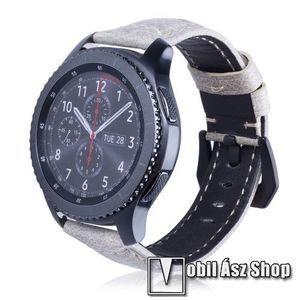 Valódi bőr okosóra szíj - 95mm + 120mm hosszú, 22mm széles - SAMSUNG Galaxy Watch 46mm / SAMSUNG Gear S3 Classic / SAMSUNG Gear S3 Frontier - MATT BÉZS kép
