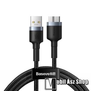 BASEUS Cafule adatátviteli kábel / USB töltő - micro-B / USB 3.0, 1m hosszú, 2A, támogatja a 4 TB-os merevlemezeket, szövettel bevont - FEKETE - GYÁRI kép