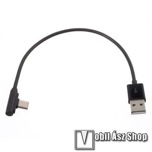 Adatátviteli kábel / USB töltő - USB Type-C, 90°-os derékszögű, 20cm hosszú, 2A - FEKETE kép
