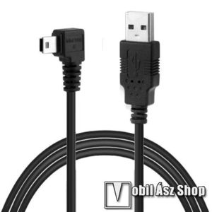 Adatátviteli kábel / USB töltő - miniUSB, 90°-os derékszögű, 5m hosszú - FEKETE kép