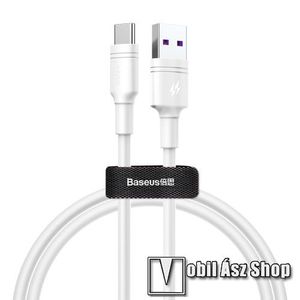 BASEUS adatátviteli kábel / USB töltő - Type-C / USB, 1m, 5A töltőáram átvitelére képes! - FEHÉR - GYÁRI kép