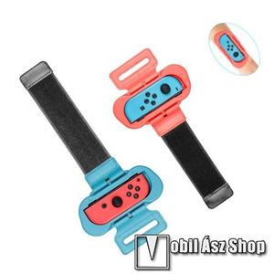 Nintendo Switch Joy-Con jobb és bal oldali kontrollerhez állítható csuklópántok - 1pár/2db, 1x hosszú: 32cm, 1x rövid: 28cm, Just Dance 2020/2019-hez ajánlott - PIROS / KÉK kép