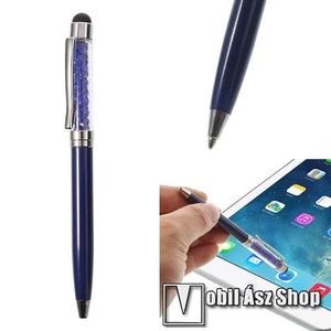 Érintőképernyő ceruza / golyós toll - strasszkővel díszített - SÖTÉTKÉK kép