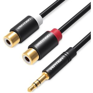 Vention 3.5mm Male to 2x RCA Female Audio Cable 0.3m Black Metal Type kép