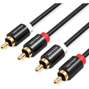 Vention 2x RCA Male to Male Audio Cable 2m Black Metal Type kép