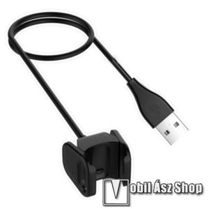 Okosóra USB töltő - FEKETE - 5V/500mA, csipeszes, 50cm - Fitbit Charge 3 / Fitbit Charge 3 SE / Fitbit Charge 4 kép