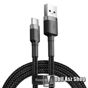 BASEUS Kevlar Series 3A adatátviteli kábel, USB töltő - Type-C / USB, 1m, szövettel bevont, 5V/3A és 9V/2A gyorstöltés támogatás - FEKETE / SZÜRKE - GYÁRI kép