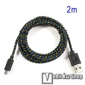 Adatátviteli kábel / USB töltő - microUSB 2.0, 2m hosszú, 1A - FEKETE kép