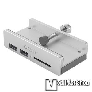 ORICO MH2AC USB HUB / elosztó - 3 db USB3.0 HUB, asztalra csíptethető 10-32 mm-ig nyíló, 5Gbps, 1x SD kártyaolvasó, 89 x 46 x 23 mm - EZÜST kép