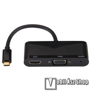 V83 Type-C-s UNIVERZÁLIS 4K HDMI + VGA + 3.5mm Audio + USB Port adapter - Type-C, a VGA nem támogatja a 4K formátumot - FEKETE kép