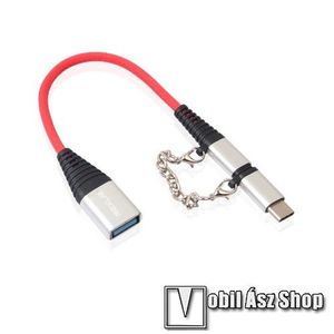 OTG 2 az 1-ben adapter kábel, USB/pendrive csatlakoztatásához - OTG / USB 3.1 Type C / microUSB, 20cm - EZÜST / FEKETE kép
