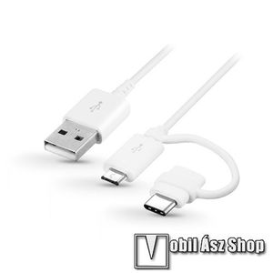 SAMSUNG adatatátviteli kábel / USB töltő - microUSB / USB + USB Type-C átalakítóval, 1, 5m hosszú - FEHÉR - EP-DG930DWE - GYÁRI kép