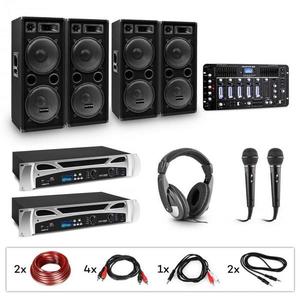 Electronic-Star eStar Bass-Party Pro, DJ rendszer, készlet, 2 x PA erősítő, DJ keverő, 4 x subwoofer kép