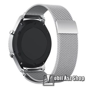 Okosóra milánói szíj - rozsdamentes acél - EZÜST - fém háló kialakítás, mágneses - 250mm hosszú, 22mm széles - SAMSUNG Galaxy Watch 46mm / SAMSUNG Gear S3 Classic / SAMSUNG Gear S3 Frontier kép