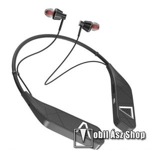 UNIVERZÁLIS Vezeték nélküli Sport Bluetooth sztereó headset - Fülbe illeszkedő kialakítás, Bluetooth 5.0, nyakpánt, beépített 250mAh akkumulátor, hangerő szabályzó, mikrofon - FEKETE kép