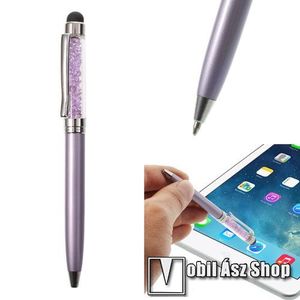 Érintőképernyő ceruza / golyós toll - strasszkővel díszített - LILA kép