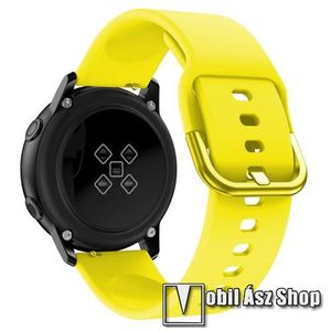 Okosóra szíj - CITROMSÁRGA - szilikon - 83mm + 116mm hosszú, 20mm széles, 130mm-től 205mm-es méretű csuklóig ajánlott - SAMSUNG Galaxy Watch 42mm / Xiaomi Amazfit GTS / SAMSUNG Gear S2 / HUAWEI Watch GT 2 42mm / Galaxy Watch Active / Active 2 kép