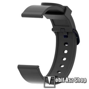 Okosóra szíj - FEKETE - szilikon - 112mm + 85mm hosszú, 20mm széles - SAMSUNG Galaxy Watch 42mm / Xiaomi Amazfit GTS / SAMSUNG Gear S2 / HUAWEI Watch GT 2 42mm / Galaxy Watch Active / Active 2 kép