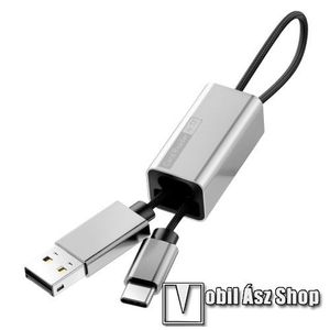 BASEUS Pendant adatátvitel adatkábel / USB töltő / kártyaolvasó - USB 2.0 Type-C, szövettel bevont kábel, beépített TF kártyaolvasó - EZÜST - GYÁRI kép
