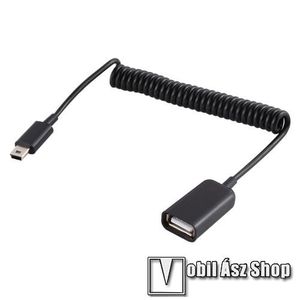 OTG adapter kábel, USB / miniUSB, pendrive csatlakoztatásához, spirál kábel - FEKETE kép