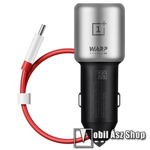 ONEPLUS WARP CHARGE 30 autós töltő USB aljzat - 5V/6A, gyorstöltés támogatás + Type-C kábel - FEKETE - 5461100009 - GYÁRI kép