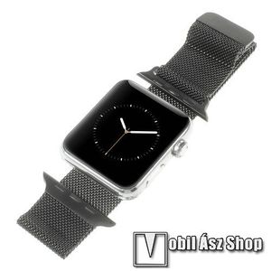 Okosóra milánói szíj - rozsdamentes acél, mágneses - FEKETE - 205mm hosszú, 20mm széles - Apple Watch Series 1/2/3 38mm / APPLE Watch Series 4 40mm / APPLE Watch Series 5 40mm kép