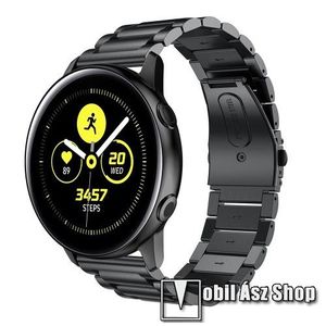 Fém okosóra szíj - FEKETE - 188mm hosszú, 20mm széles - rozsdamentes acél, csatos - SAMSUNG Galaxy Watch 42mm / Xiaomi Amazfit GTS / SAMSUNG Gear S2 / HUAWEI Watch GT 2 42mm / Galaxy Watch Active / Active 2 kép