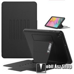 Notesz / mappa tok - asztali tartó funkciós, oldalra nyíló, rejtett mágneses záródás, bankkártyatartó zseb, szilikon belső - ERŐS VÉDELEM! - FEKETE - SAMSUNG Galaxy Tab A 10.1 Wi-Fi (2019) (SM-T510) / SAMSUNG Galaxy Tab A 10.1 LTE (2019) (SM-T515) kép