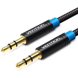 Vention Cotton Braided 3, 5mm Jack Male to Male Audio Cable 0, 5m Black Metal Type kép