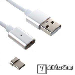 Mágneses adatátviteli kábel / USB töltő - USB 3.1 Type C, 1m hosszú, porvédő funkció - EZÜST kép