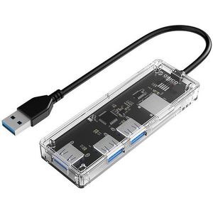 Orico USB-A Hub 4xUSB 3.0 Transparent thin, TF/SD reader kép