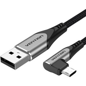 Vention Reversible 90° USB 2.0 -> microUSB Cotton Cable Gray 1m Aluminium Alloy Type kép