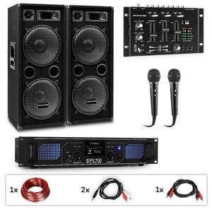 Auna Pro PW-2222 MKII, PA karaoke készlet, erősítő, 2 passzív PA hangfal, keverő, 2 mikrofon kép
