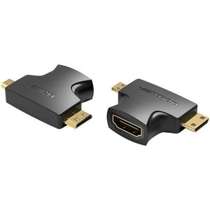 Vention 2 in 1 Mini HDMI (M) and Micro HDMI (M) to HDMI (F) Adapter Black kép