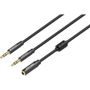 Vention 2x 3.5mm (M) to 4-Pole 3.5mm (F) Stereo Splitter Cable 0.3m Black Metal Type kép
