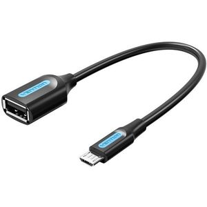 Vention Micro USB (M) to USB (F) OTG Cable 0.15m Black PVC Type kép