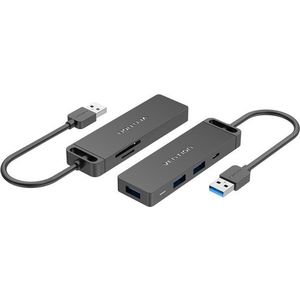USB 3.0 - 3x USB / TF / SD / Micro USB-B HUB 0.15M fekete ABS típus kép