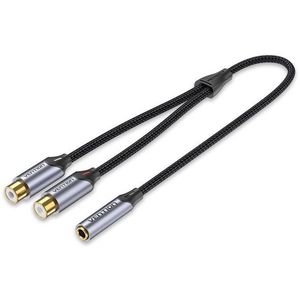 Vention Cotton Braided 3.5mm Female to 2-Female RCA Audio Cable 0.3M Gray Aluminum Alloy Type kép