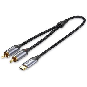 Vention USB-C Male to 2-Male RCA Cable 0.5M Gray Aluminum Alloy Type kép