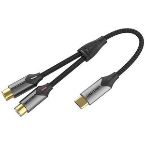 Vention USB-C Male to 2-Female RCA Cable 0.5M Gray Aluminum Alloy Type kép